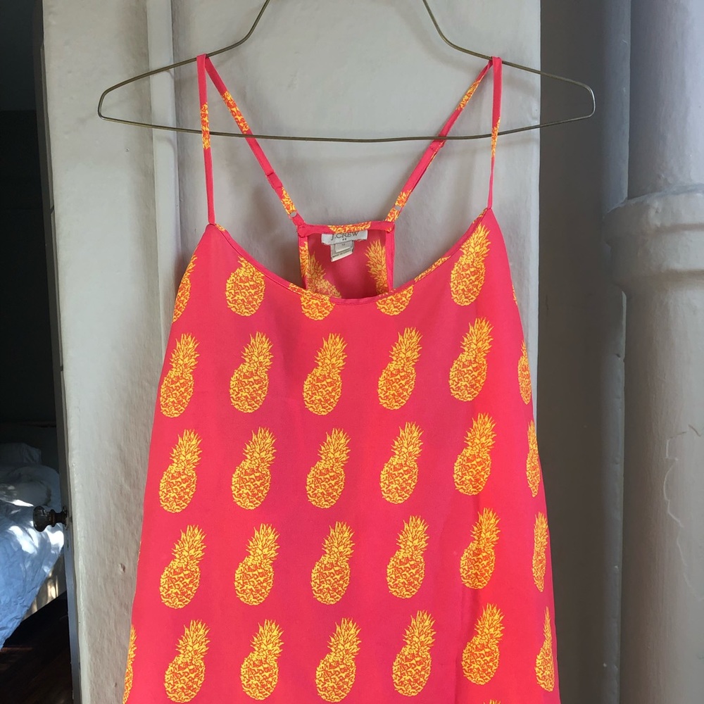 J Crew pink tank with pineapples